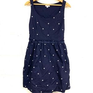 GAP navy sleeveless dress w white polka dots.